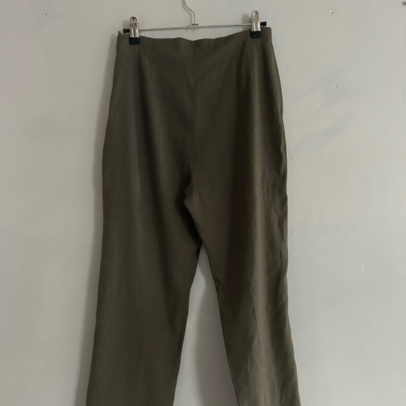 Piazza Sempione Olive Green Linen Blend Pull On Pants - Picture 7 of 8